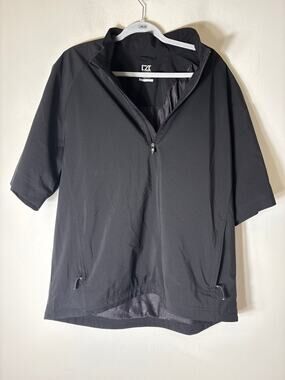 Men's Cutter & Buck Black Short Sleeve Weather Resistant Shirt Sz L